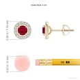 thumbnail image 2 of ANGARA Natural Vintage Style Ruby and Diamond Halo Stud Earrings in 14K Yellow Gold for Women (Size-4mm) | July Birthstone, Birthday, Anniversary, Jewelry Gift for Women | Natural Ruby Earrings, 2 of 6