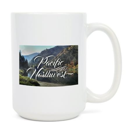 

15 fl oz Ceramic Mug Pacific Northwest Mountains and River Dishwasher & Microwave Safe