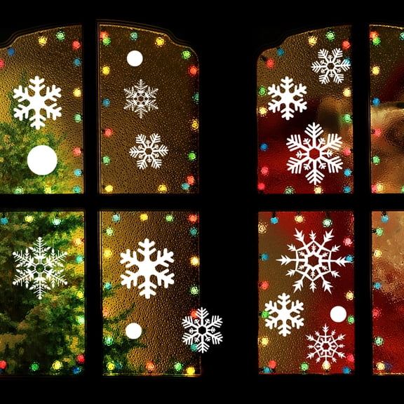 COMPUKAS 48 Pieces White Decorations PVC for Holiday Window Display and Festive Home Decor