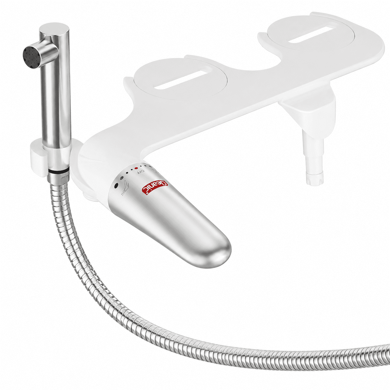 2-in-1 Toilet Bidet Attachment with Handheld Stainless Steel Sprayer and Adjustable Water Control