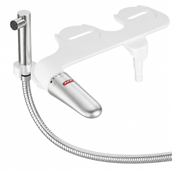2-in-1 Toilet Bidet Attachment with Handheld Stainless Steel Sprayer and Adjustable Water Control