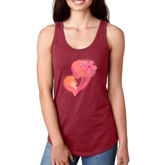 Mom With Baby Silhouette Racerback Tank Women -Image by Shutterstock, Female XX-Large