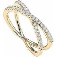 thumbnail image 2 of 14K Gold Plated X Ring Simulated Diamond CZ Criss Cross Ring for Women, 2 of 5