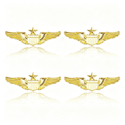 SELIVO 4Pcs Wings Pins 2.3" Wide Air Force Senior Pilot Wings Badge Alloy Aviator Wing Pin Metal Pilot Wing Brooch for Hat Shirt Uniform Costume Flight Attendant Pins, Gift for Pilots