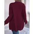 thumbnail image 6 of Womens Long Sleeve Open Front Cardigan Chunky Knit Draped Sweaters Outwear Wine Red M, 6 of 9