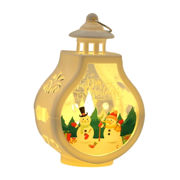 Linterna de vela navideña, linterna de mesa, linterna decorativa, luz de vela LED para jardín, chimenea, decoración navideña Muñeco de nieve