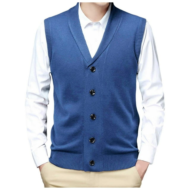 Gilet en Laine Mélangée Col en V Sans Col Boutonné Sans Manches pour Automne Hiver Tenue Décontractée