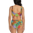 thumbnail image 3 of Kdxio Dancing African Womans Print Women's 2 Piece High Waisted Wrap Spaghetti Strap Summer Swimsuit Bikini Set-Large, 3 of 7