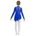 thumbnail image 2 of Aislor Kids Girls Figure Ice Skating Leotard Dress Long Sleeve Glittery Sheer Mesh Ballet Dance Blue 14, 2 of 7