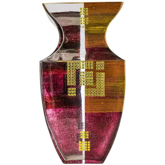 Victoria Bella 12" Decorative Vase, Chocolate Ornament, European Glass with a Handmade Unique Pattern