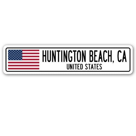 HUNTINGTON BEACH, CA, UNITED STATES Street Sign American flag city  (Best Wings In Huntington Beach)