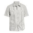 thumbnail image 2 of Victory Outfitters Men's Short Sleeve Button Up Guayabera Shirt - White - S, 2 of 2