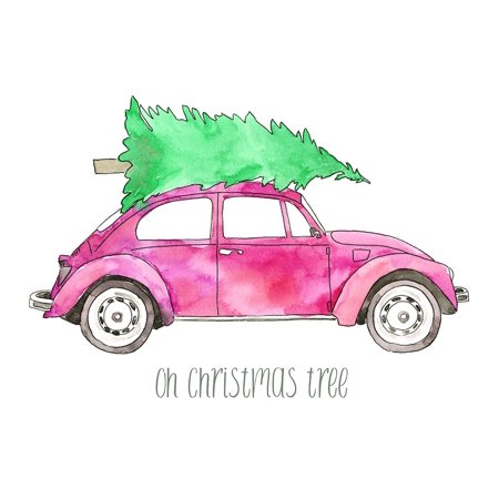 Pink Car Oh Christmas Tree Poster Print By Elise Engh Walmart Com Walmart Com