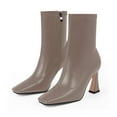 thumbnail image 2 of YOWMNS Women's Closed Square Toe Stiletto High Heel Fall Ankle Boots with Side Zipper Elegantes Fashion Dress booties(Brown, 9), 2 of 5