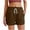 Brown, variant on Shorts for Women Clearance, Xunlbb Women's Fashion Solid Color Shorts With Elastic Waistband Drawstring Side Pockets For Casual Wear