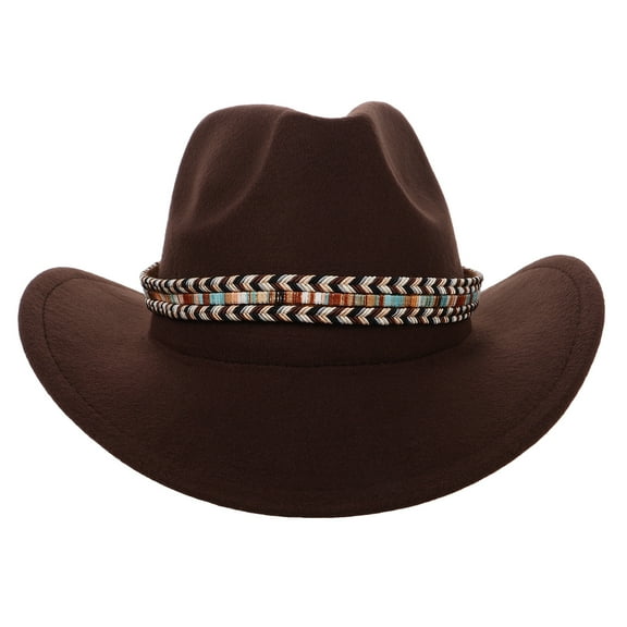 OUNONA Stylish Western Cowboy Hat For Men And Women Rolled Brim Hat Cow Boy Hat Wide Brim Hat Fancy Hat Lady Hat Western Cowgirl Hat