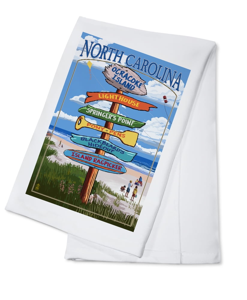 Ocracoke, North Carolina, Island Ragpicker, Sign Destinations (100 Cotton Tea Towel, Decorative