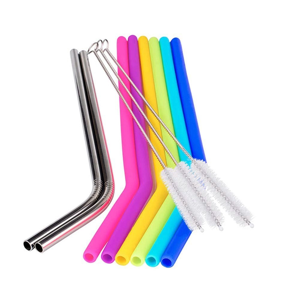 2PC Reusable Stainless Steel Drinking Straws + 4PC Silicone