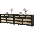 thumbnail image 3 of SICOTAS 56.88" Wide 7 Drawer Tall Dressers Set of 2, Boho Dresser with Oversized Storage Space Rattan Dressers & Chests of Drawer Engineered Wooden Dressers for Bedroom,Black Oak, 3 of 9
