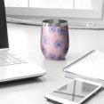 thumbnail image 3 of 12oz Stemless Wine Tumblers Pioneer Flower Floral Print Pattern Vacuum Insulated Stainless Steel Travel Tumbler Cups Mug with Lid and Straw for Champaign,Cocktail,Beer with Cleaning Brush, 3 of 5