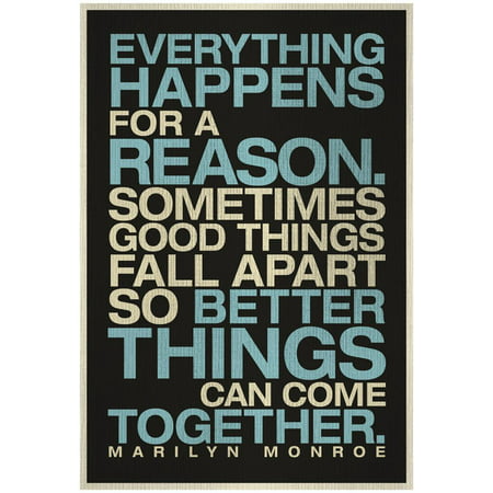 Everything Happens For a Reason Marilyn Monroe Quote Print Wall Art