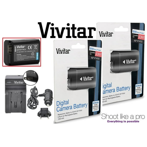 Super Capacity 2-Pcs NP-FW50 Li-Ion Battery With Rapid Charger For Sony NEX-3 NEX-3N NEX-F3 NEX-5 NEX-5T NEX-5N NEX-5R NEX-6 NEX-7 A7r A7