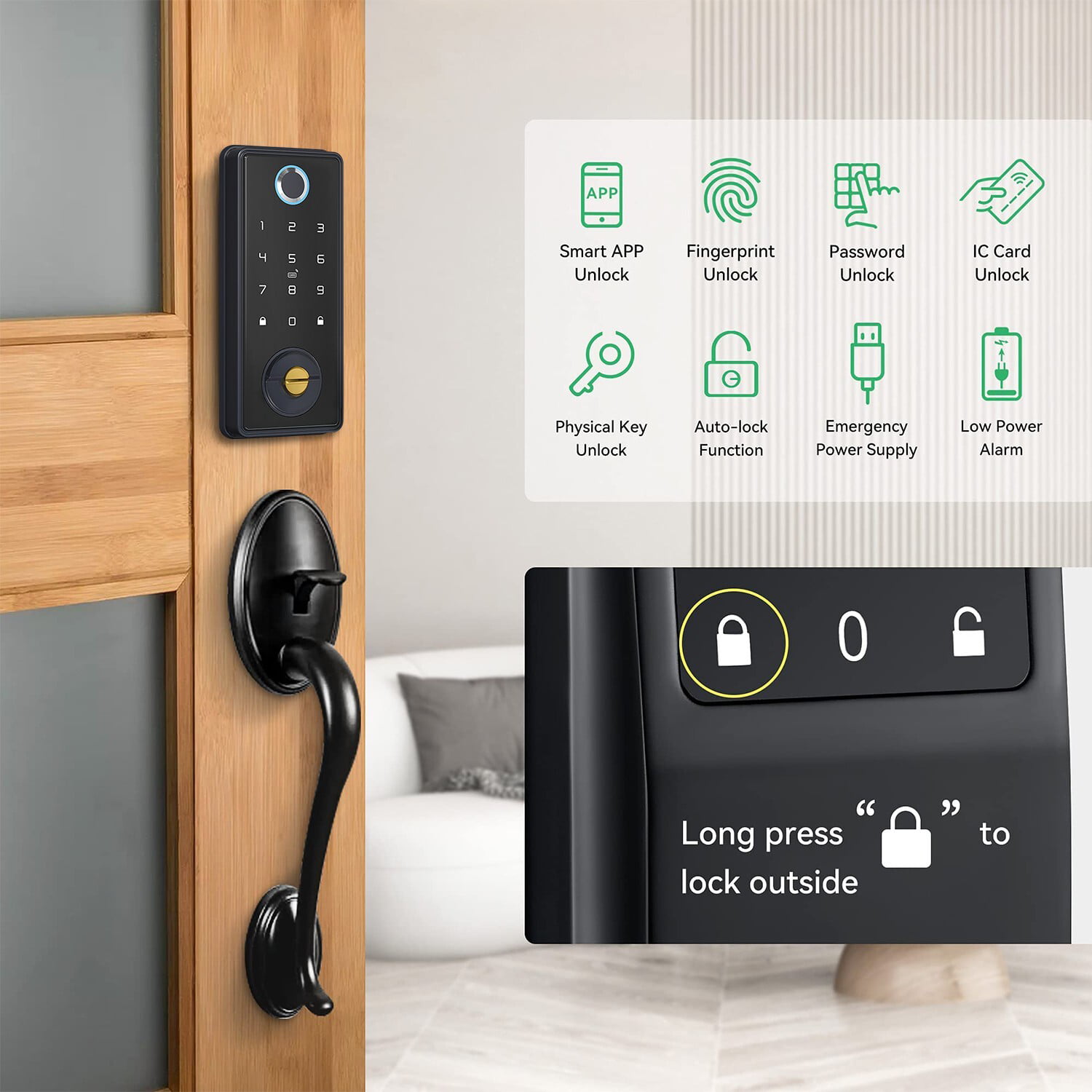 Smart Lock, Smart Door Lock 5 in 1 Fingerprint Smart Deadbolt