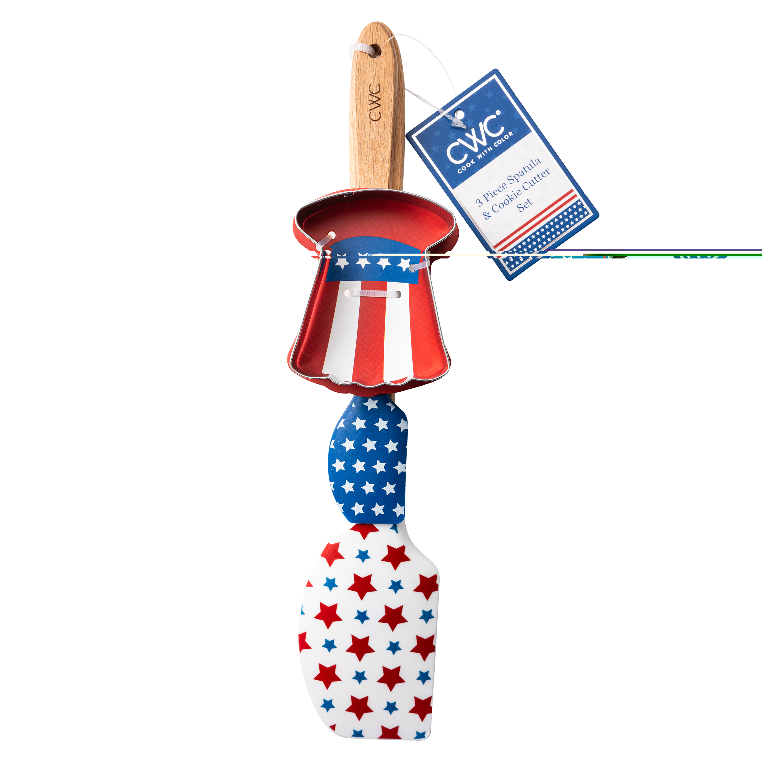 thumbnail image 2 of Cook with Color 3-Piece Patriotic Spatula and Uncle Sam Hat Cookie Cutter Set, All Stars, 2 of 5