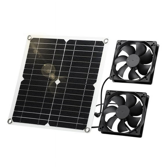 Solar Fan,12 W Panel Fan, Weatherproof,with DC Double Fan for Small Chicken Coops, Greenhouses,Window Exhaust