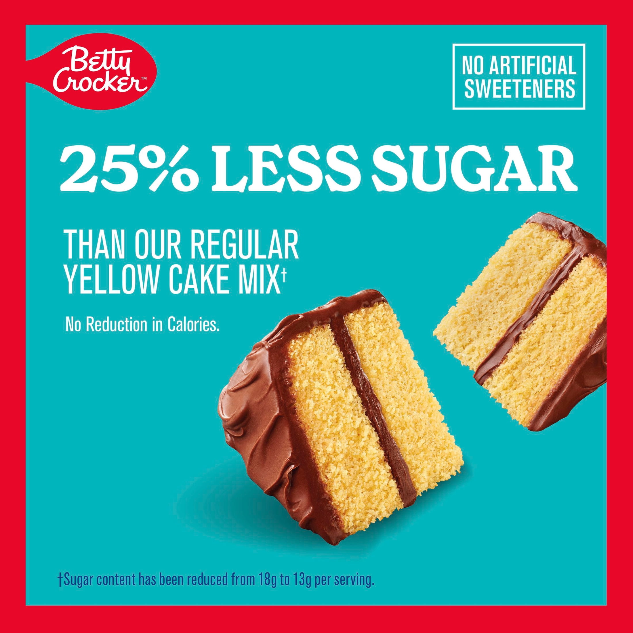 (6 pack) Betty Crocker Lower Sugar Yellow Cake Mix, No Artificial Sweeteners, 14 oz