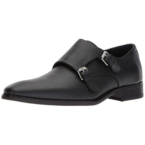 Calvin Klein Men's Robbie Tumbled Leather Monk-Strap Loafer, Black, Size   