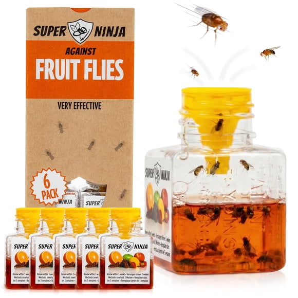 Trampas para moscas de la fruta Super Ninja, paquete de 6, para interiores, hogar y cocina
