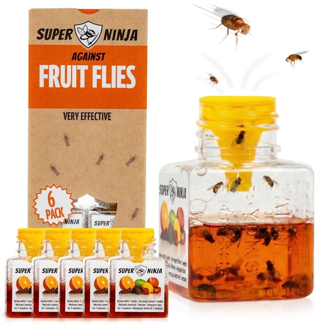 Trampas para moscas de la fruta Super Ninja, paquete de 6, para interiores, hogar y cocina