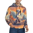 thumbnail image 2 of Pofeuu Colorful Cloud Spotted Dog Print Mens Casual Hooded Collar Drawstring Hoodies Pullover Sweatshirts Casual Long Sleeve Shirts-X-Large, 2 of 7