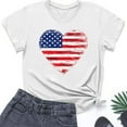 thumbnail image 5 of 4Th of July Patriotic T-Shirt for Womens Round Neck Tee Short Sleeve Tops Flag Printed T Shirts Pullover Sweater Blouses Slim Fitted Tunics Tops USA Flag Star Independence Day Blouses, 5 of 5