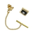 thumbnail image 3 of Mens Gold Tone Black Clear Crystal Tie Tac Tack Pin Gift Boxed Adult Male, 3 of 4