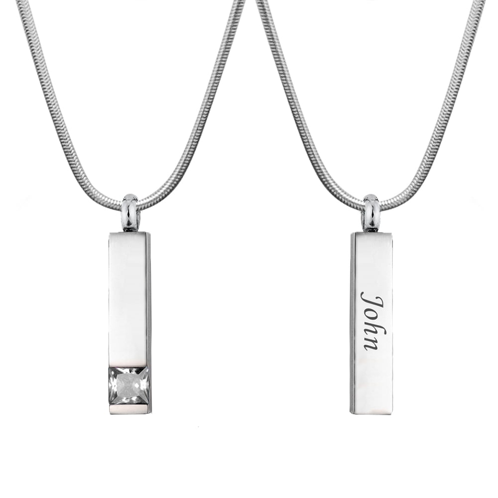 Anavia Personalized April Birthstone Ashes Holder Cremation Necklace