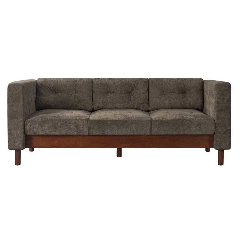 78" Modern Upholstered 3-Seater Sofa with Solid Wood Legs, Chenille Soft Couch with Square Arms & Tufted Pillow Back