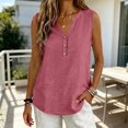 thumbnail image 4 of Linen Tank Tops for Women Solid Button down Tank Top Sleeveless Loose Tank Top Size 3XL, 4 of 6