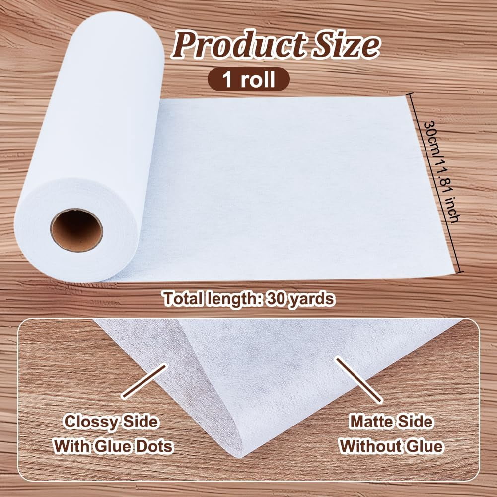 Heavy Weight White Iron-On Fusible Interfacing 11.8 Inchx30 Yards Non-Woven Interfacing Iron On Single-Sided Interfacing Non-Woven Apparel Interfacing for Sewing DIY Crafts Supplies White DIY