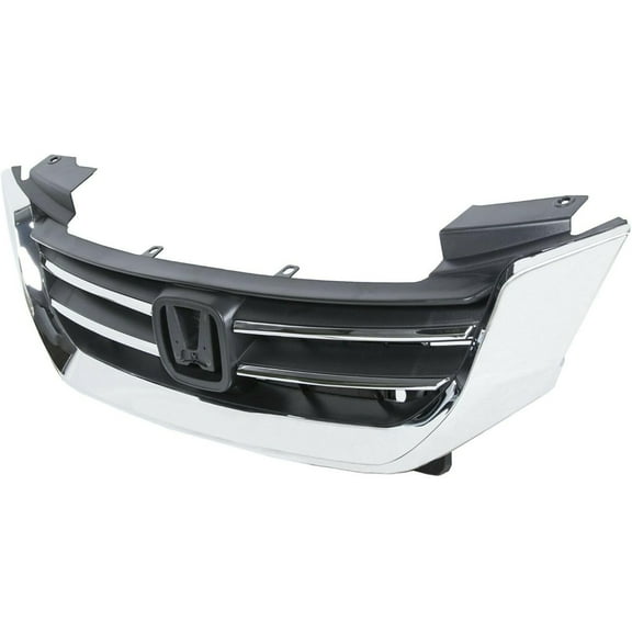 JIJIGUA Grille Front Upper Side Chrome& Made of ABS Plastic with a &Ch Bumper Radiator Chrome Grill for Honda for Accord EX-L/LX/Sport 13-15 -071