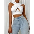 thumbnail image 6 of Qiylii Women's Criss Cross Tank Tops, Sleeveless Cutout Crop Tops Solid Color, 6 of 7
