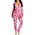 thumbnail image 1 of Mono de Navidad con botones para mujer, pijama funcional de manga larga con estampado, con solapa abotonada, ropa de dormir para adultos, 1 of 4