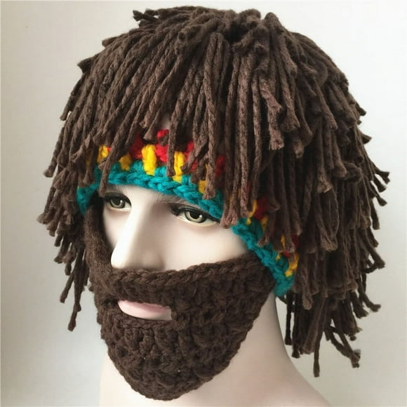 Hongchun Funny idea hat handmade wig beard hat autumn winter men and women handmade Rasta knitted wool hat