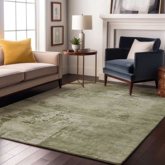 Addison Rugs Mayfield Premium Machine Washable Transitional Abstract Olive Rectangle Rug, 9' x 12'