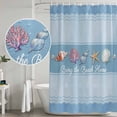 thumbnail image 5 of Coastal Blue Striped Shower Curtain, Waterproof Shower Curtains for Bathroom, Ocean Sea Summer Starfish Coral Shells Washable Fabric Bathtub Curtain Set Bath Decor with 12 Hooks Long 72"x84", 5 of 8