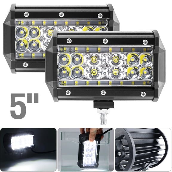 AUTOXBERT 2PCS 5" LED Work Light Bar Spot Pods Fog Lamp Offroad Driving Truck SUV ATV 168W