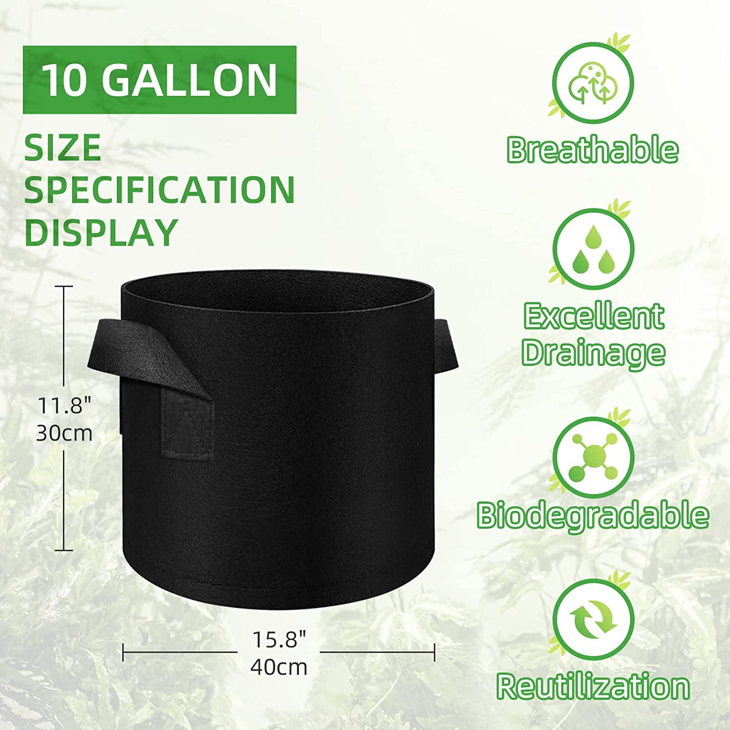 10/30/40/50/100 Gallons Fabric Garden Planter Grow Bag – Quinton Lake