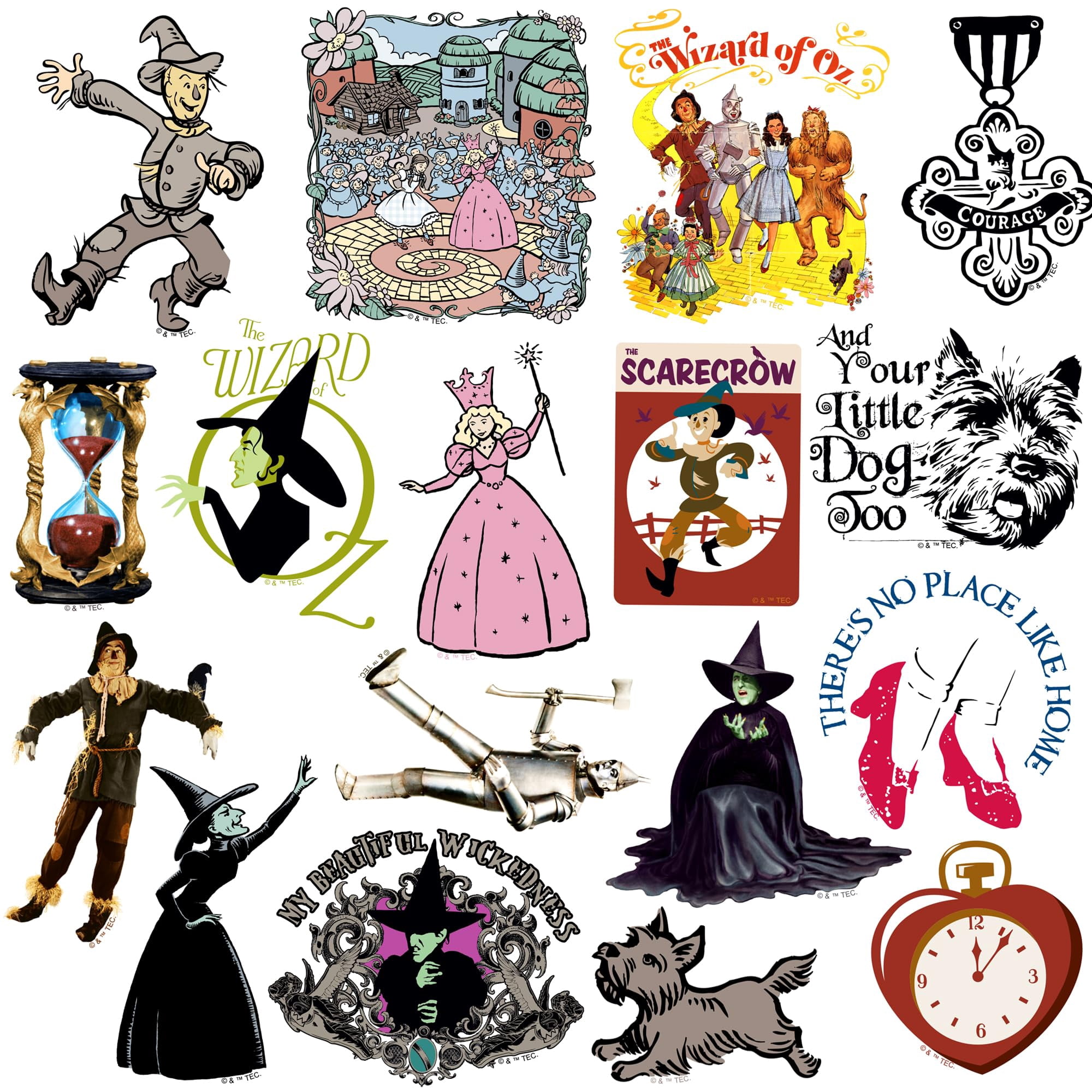 The Wizard of Oz 100ct Vinyl Large Deluxe Stickers Variety Pack  Dorothy, Wicked Witch, Yellow Brick Road, Emerald City & Classic Film Artwork, Laptop, Water Bottle, Scrapbooking, Indoor/Outdoor