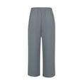 thumbnail image 5 of Jsaierl Womens Wide Leg Cotton Linen Capris Pants Summer Elastic Waist Pant Casual Flowy Drawstring Comfy Trousers Yoga Bottom Pants, 5 of 5